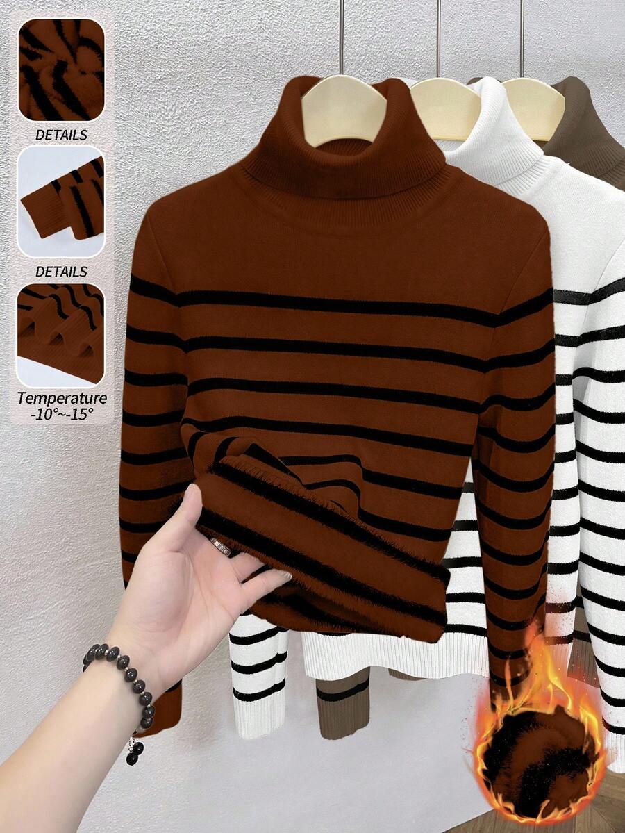 Thermal Turtleneck Knit Sweater – Slim Fit Winter Pullover