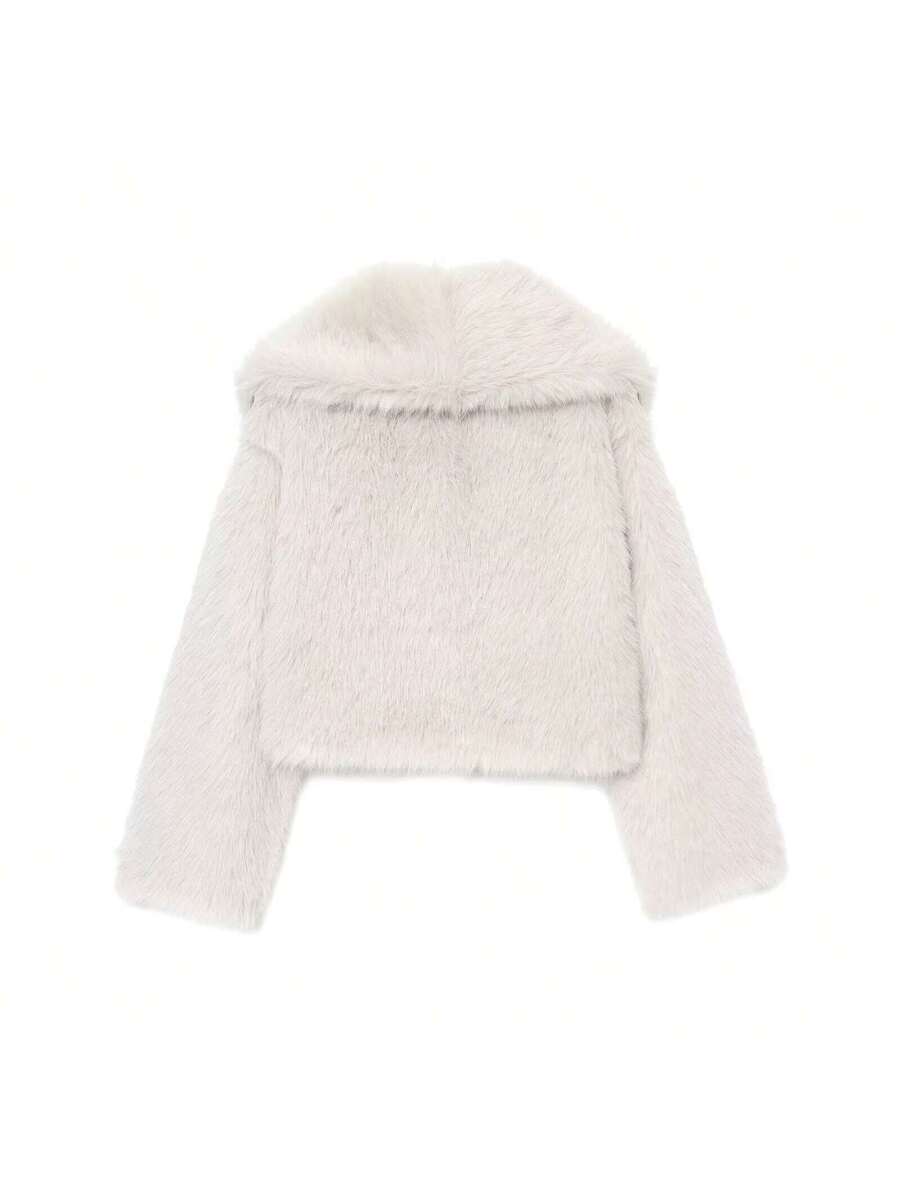 Faux Fur Collar Jacket – Women's Winter Coat – Date Brown Casual Outerwear