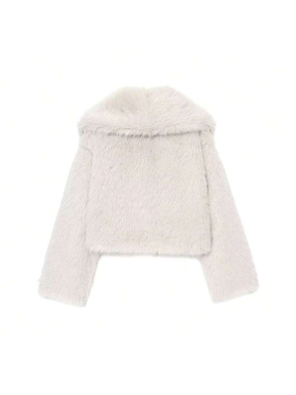 Faux Fur Collar Jacket – Women's Winter Coat – Date Brown Casual Outerwear