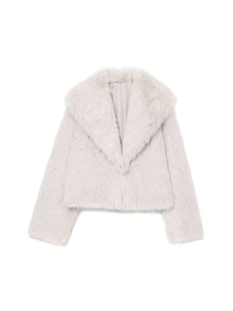 Faux Fur Collar Jacket – Women's Winter Coat – Date Brown Casual Outerwear