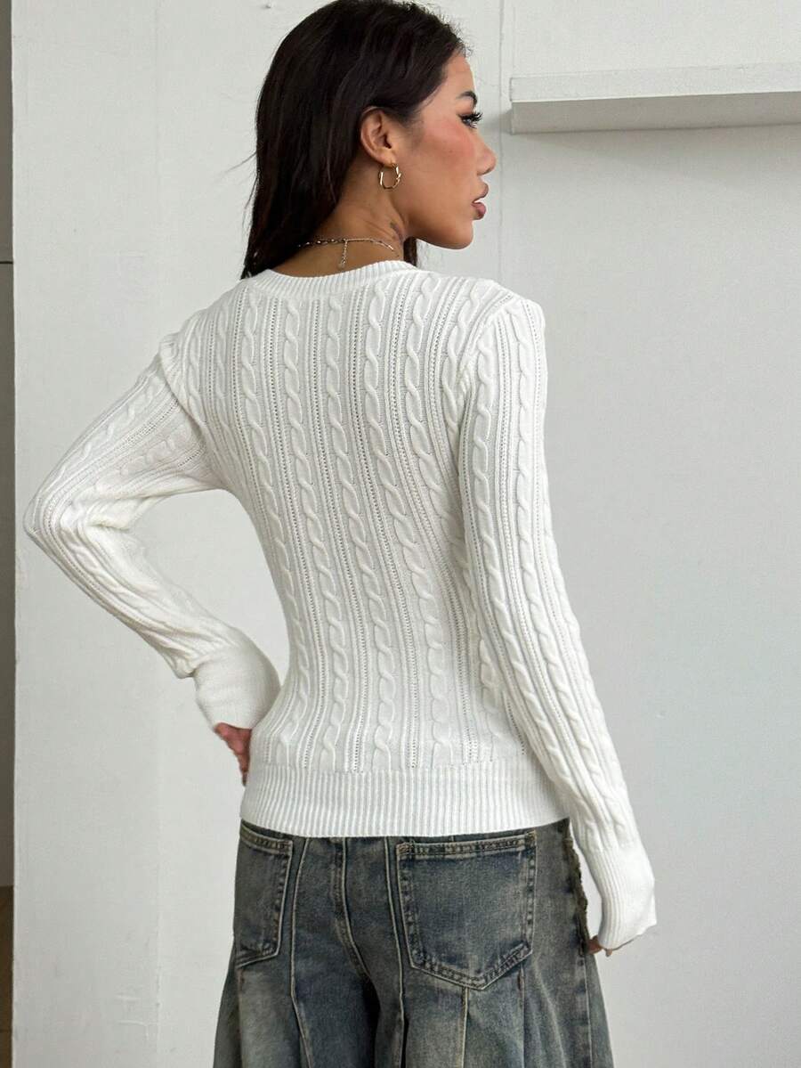 Vintage Ribbed Scoop Neck Sweater – Autumn / Winter – Y2K Knit Pullover