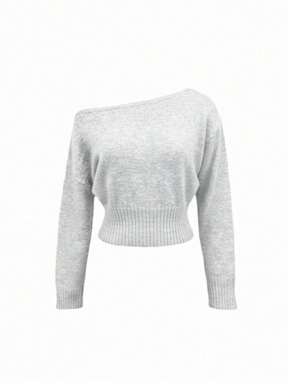 Off Shoulder Knit Sweater – Sexy – Cropped Autumn Pullover