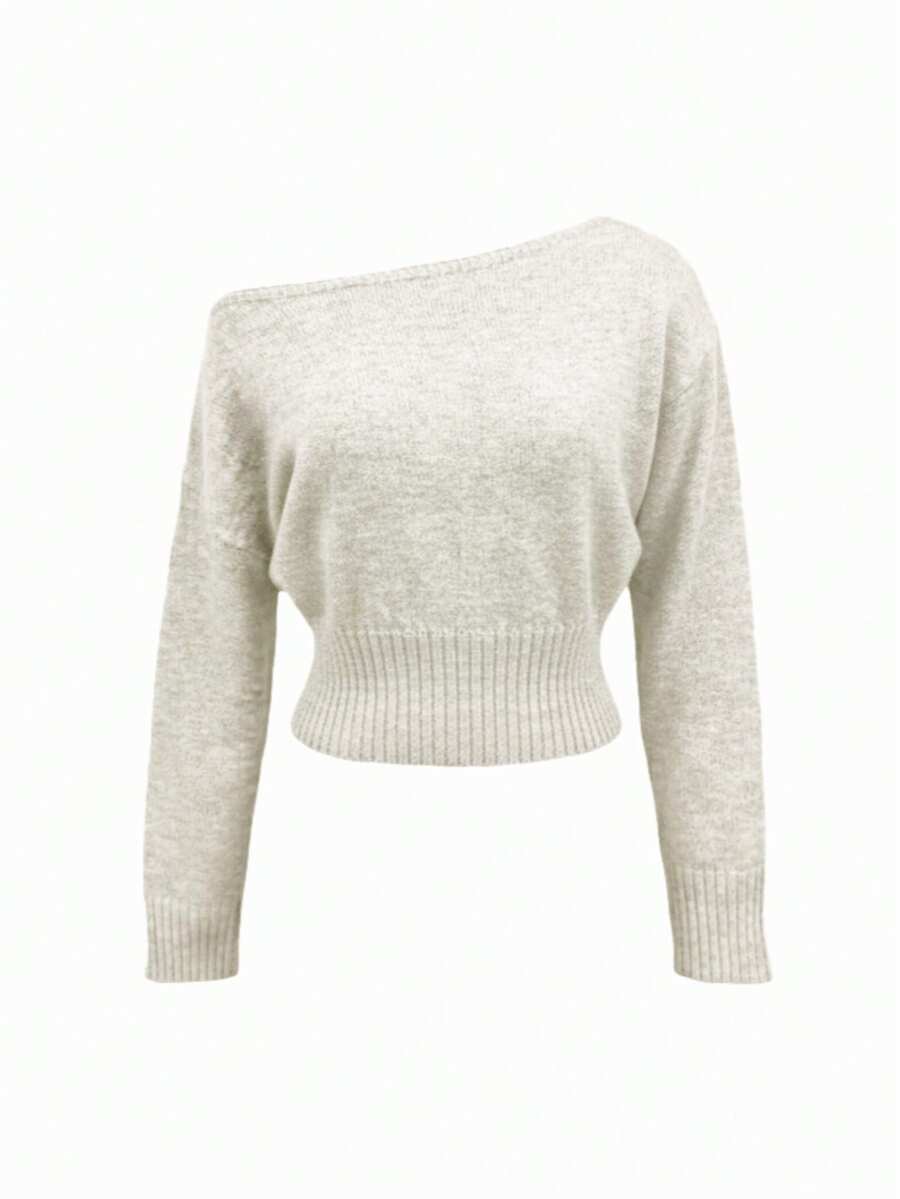 Off Shoulder Knit Sweater – Sexy – Cropped Autumn Pullover
