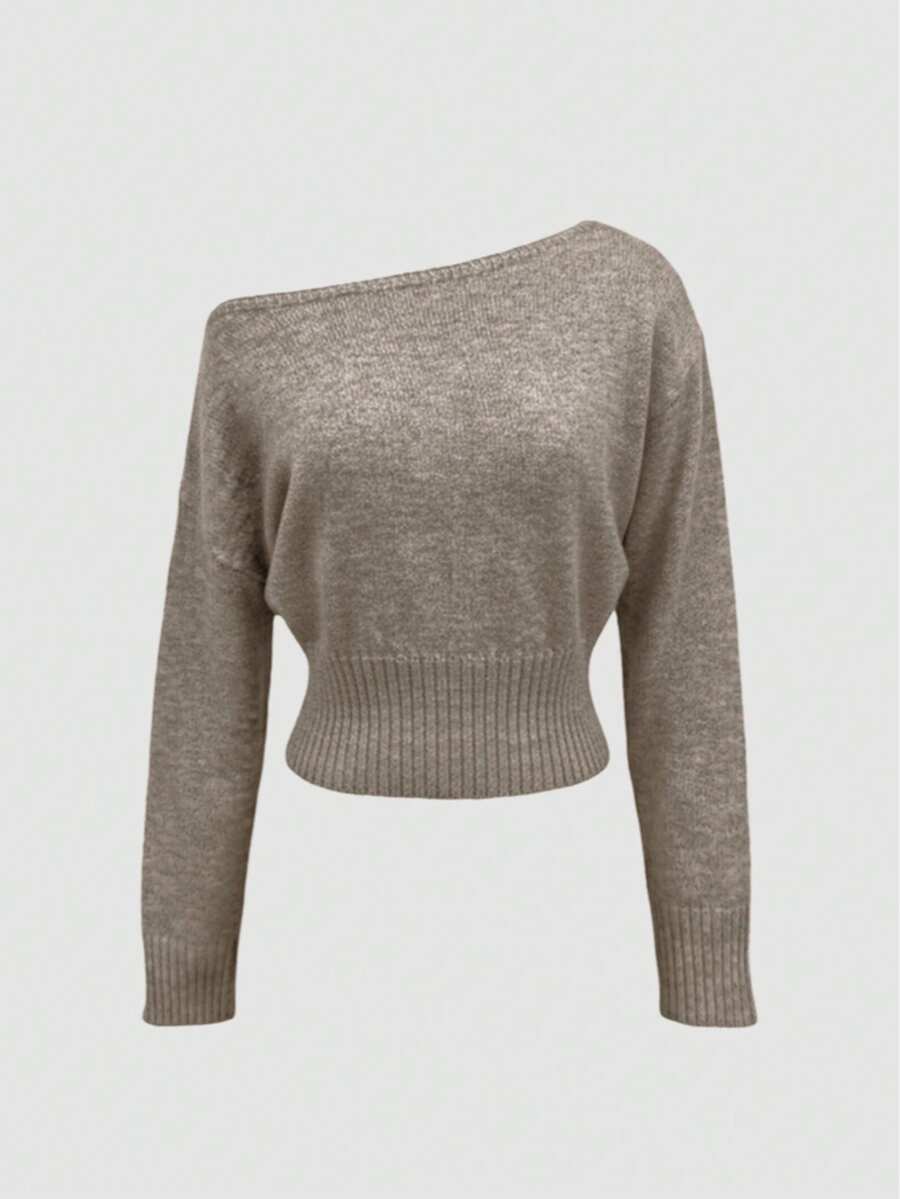Off Shoulder Knit Sweater – Sexy – Cropped Autumn Pullover