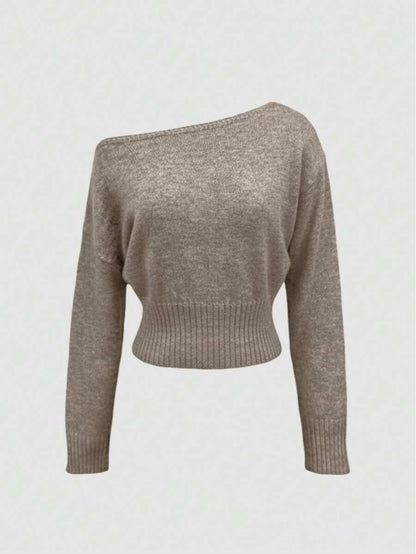Off Shoulder Knit Sweater – Sexy – Cropped Autumn Pullover