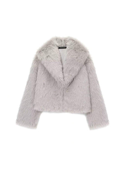 Faux Fur Collar Jacket – Women's Winter Coat – Date Brown Casual Outerwear