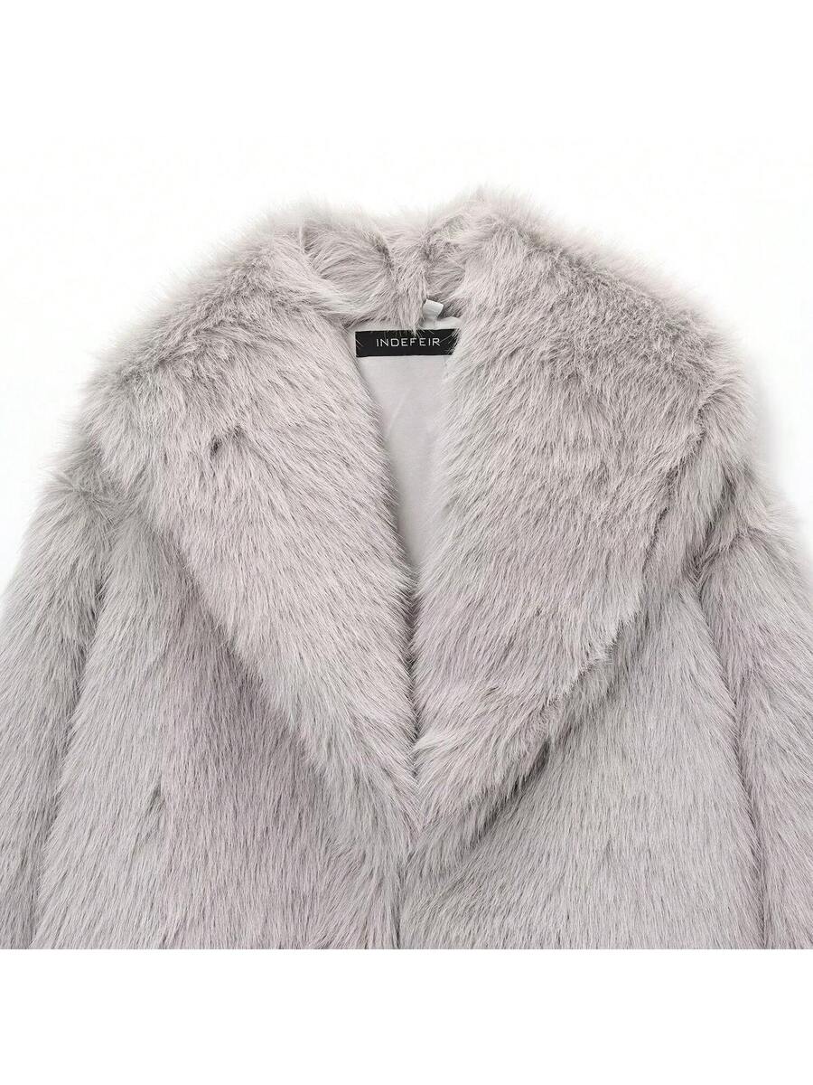 Faux Fur Collar Jacket – Women's Winter Coat – Date Brown Casual Outerwear