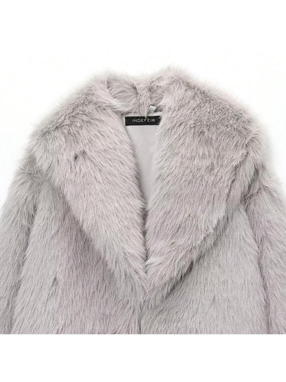 Faux Fur Collar Jacket – Women's Winter Coat – Date Brown Casual Outerwear