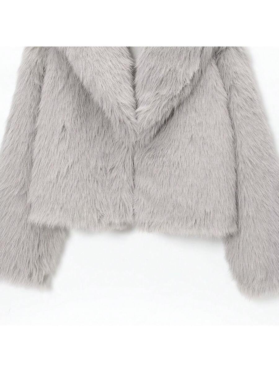 Faux Fur Collar Jacket – Women's Winter Coat – Date Brown Casual Outerwear