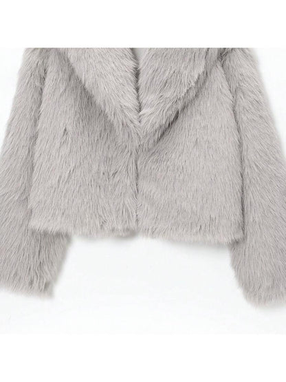 Faux Fur Collar Jacket – Women's Winter Coat – Date Brown Casual Outerwear