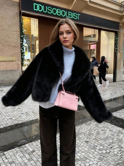 Women's Retro High-End Faux Fur Short Jacket, Loose Version Fashion Casual Coat Winter
