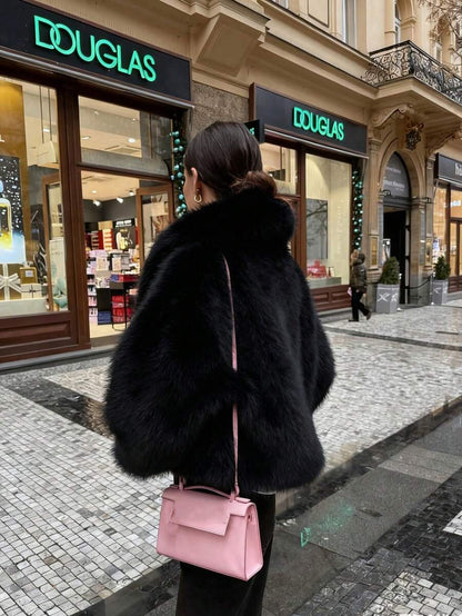 Women's Retro High-End Faux Fur Short Jacket, Loose Version Fashion Casual Coat Winter