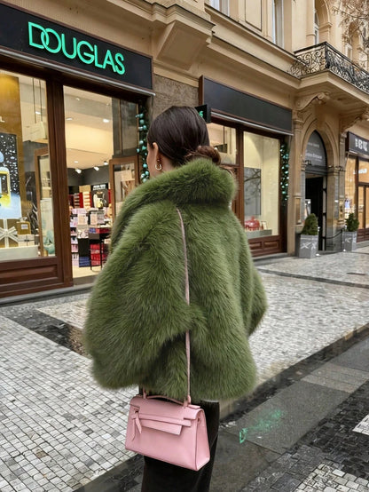 Women's Retro High-End Faux Fur Short Jacket, Loose Version Fashion Casual Coat Winter