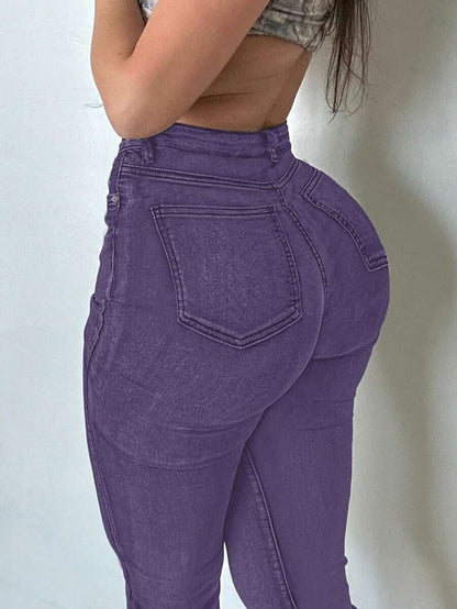 Women Y2K Flare Jeans – High Waist Stretch Denim – Embroidered Bow Slim Fit