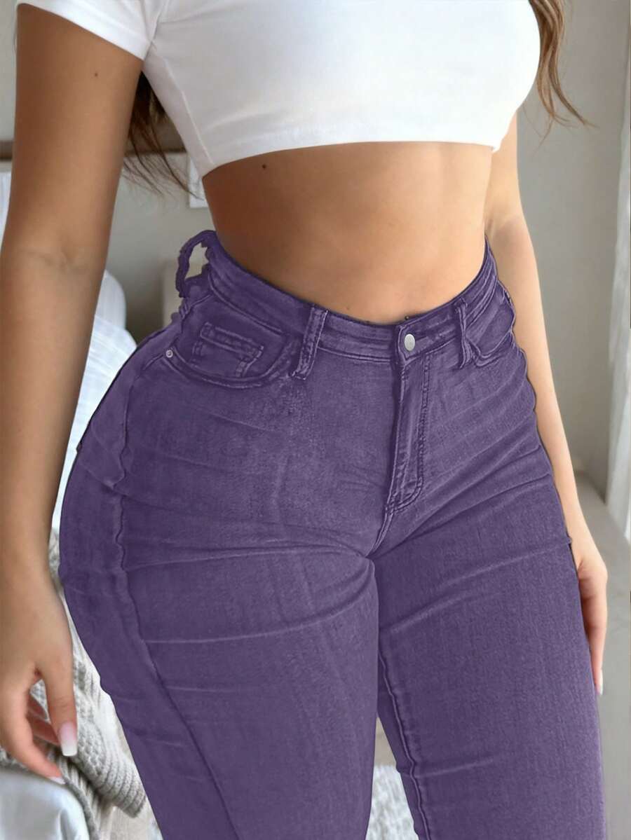 Women Y2K Flare Jeans – High Waist Stretch Denim – Embroidered Bow Slim Fit
