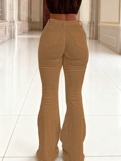 Women Y2K Flare Jeans – High Waist Stretch Denim – Embroidered Bow Slim Fit