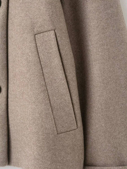 Women Short Jacket Khaki – Minimalist Button Coat – Casual Structured Fit
