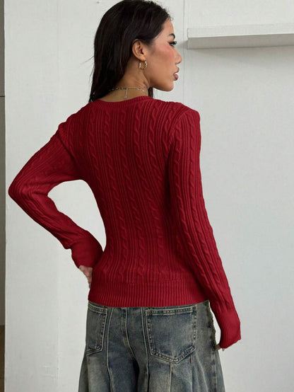 Vintage Ribbed Scoop Neck Sweater – Autumn / Winter – Y2K Knit Pullover