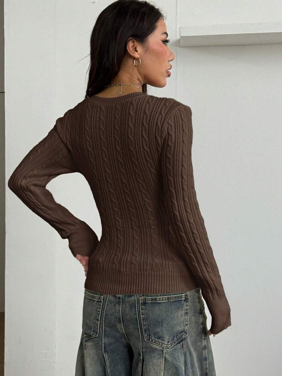 Vintage Ribbed Scoop Neck Sweater – Autumn / Winter – Y2K Knit Pullover