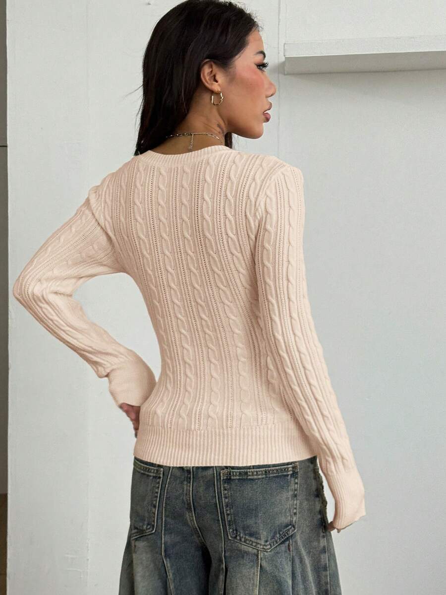 Vintage Ribbed Scoop Neck Sweater – Autumn / Winter – Y2K Knit Pullover