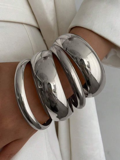 Vintage Gold Bangle Bracelet Set Women – 4 Piece Minimalist Geometric Jewellery
