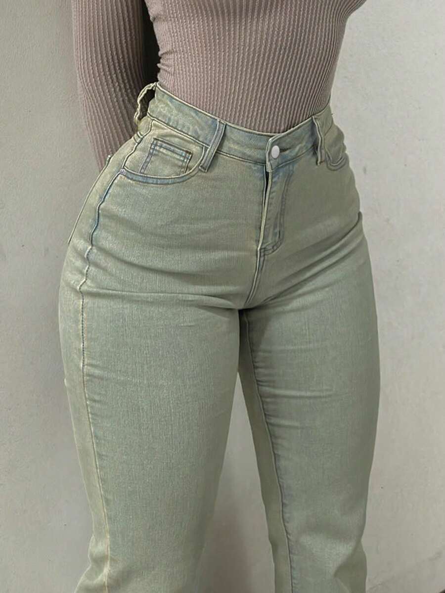 Women Y2K Flare Jeans – High Waist Stretch Denim – Embroidered Bow Slim Fit