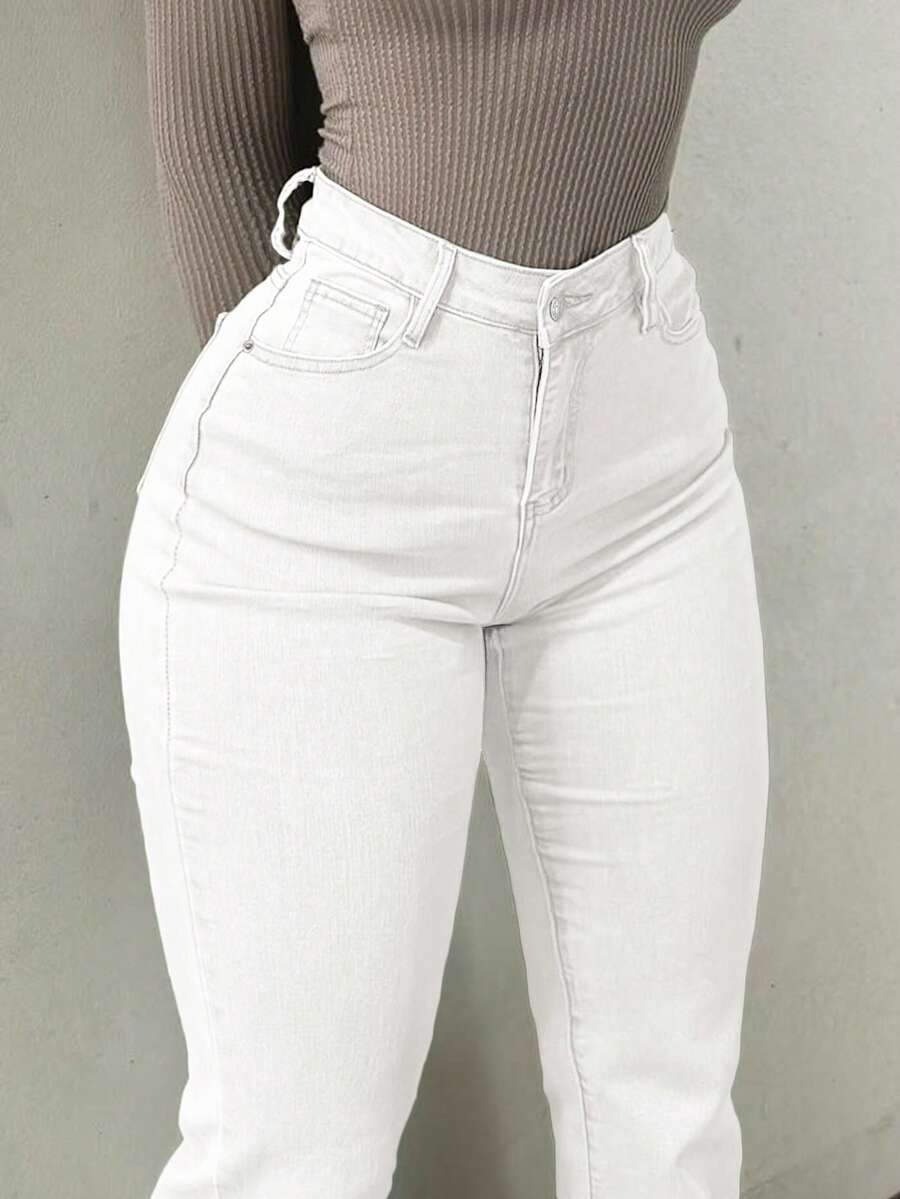 Women Y2K Flare Jeans – High Waist Stretch Denim – Embroidered Bow Slim Fit