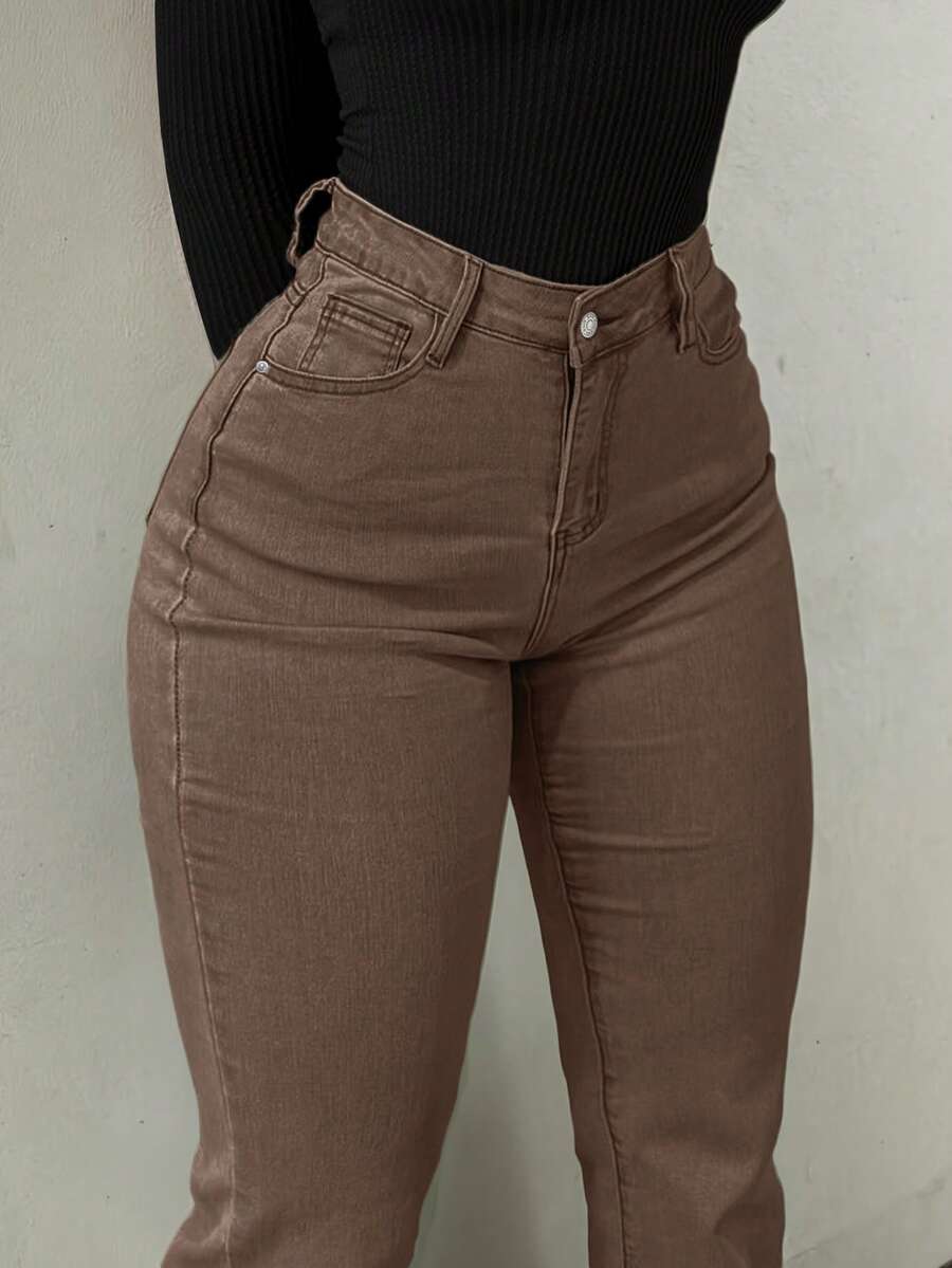 Women Y2K Flare Jeans – High Waist Stretch Denim – Embroidered Bow Slim Fit