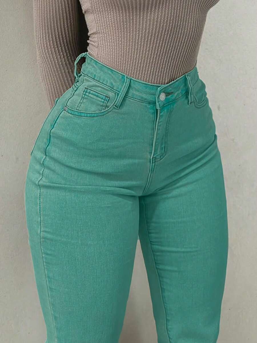 Women Y2K Flare Jeans – High Waist Stretch Denim – Embroidered Bow Slim Fit