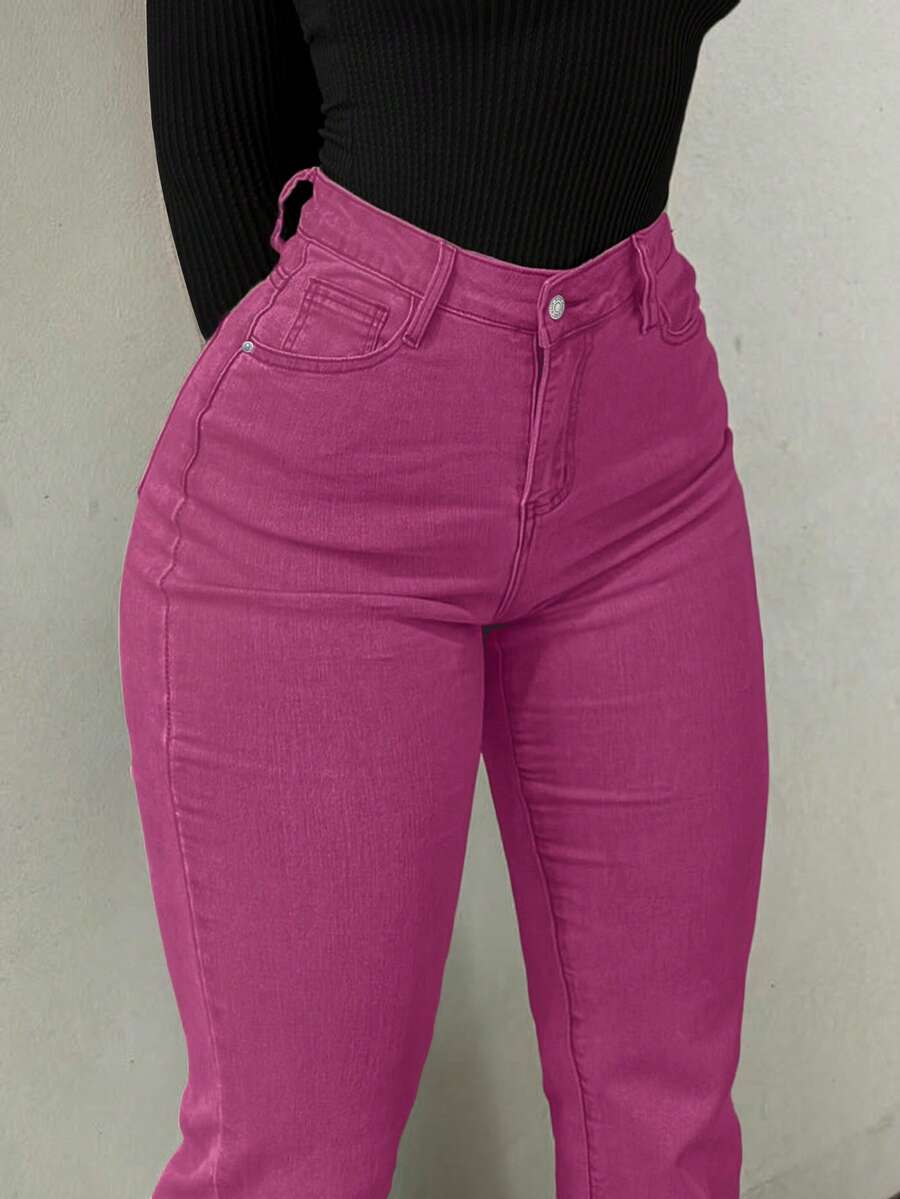 Women Y2K Flare Jeans – High Waist Stretch Denim – Embroidered Bow Slim Fit