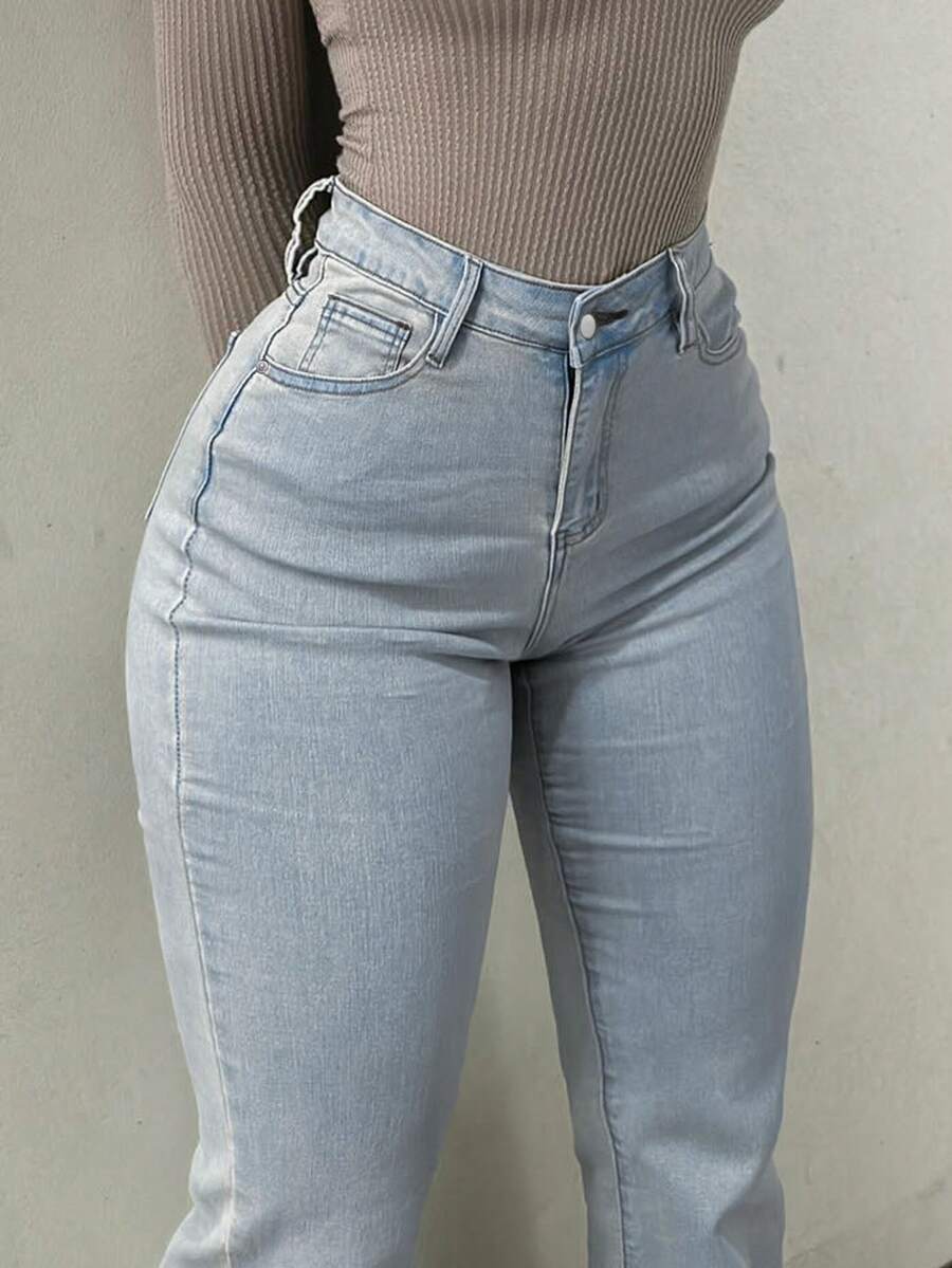 Women Y2K Flare Jeans – High Waist Stretch Denim – Embroidered Bow Slim Fit