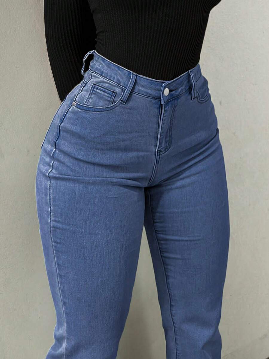 Women Y2K Flare Jeans – High Waist Stretch Denim – Embroidered Bow Slim Fit