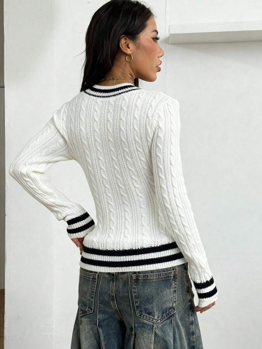 Vintage Ribbed Scoop Neck Sweater – Autumn / Winter – Y2K Knit Pullover
