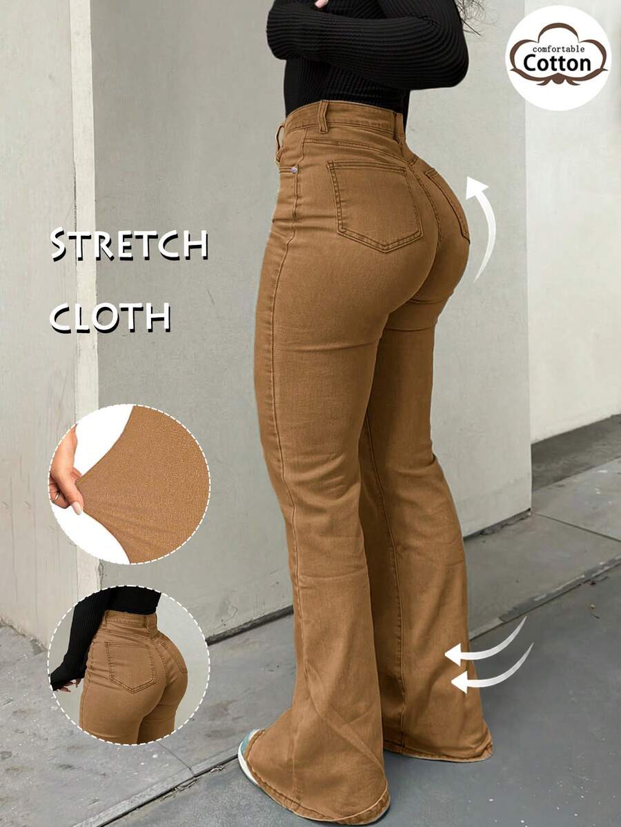 Women Y2K Flare Jeans – High Waist Stretch Denim – Embroidered Bow Slim Fit