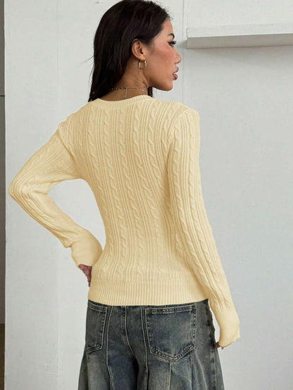 Vintage Ribbed Scoop Neck Sweater – Autumn / Winter – Y2K Knit Pullover
