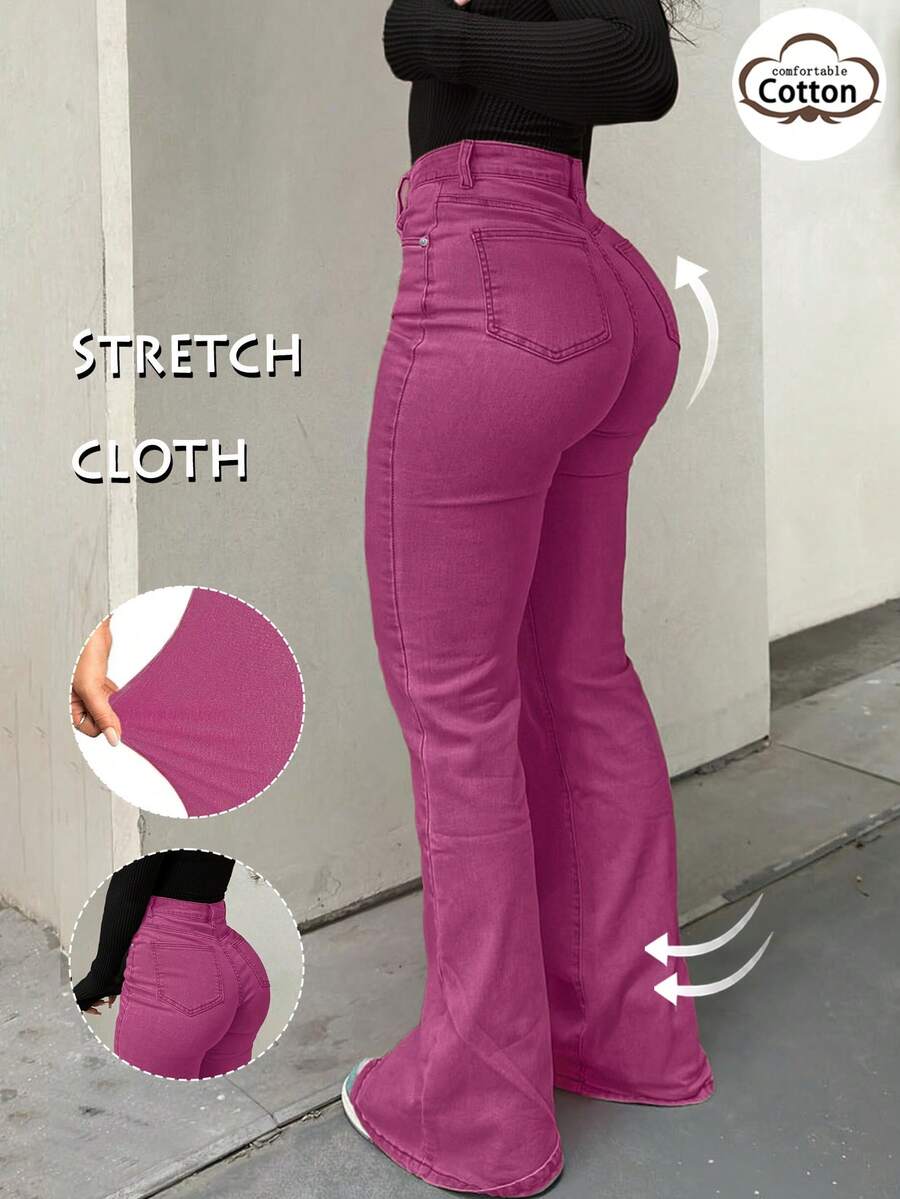 Women Y2K Flare Jeans – High Waist Stretch Denim – Embroidered Bow Slim Fit