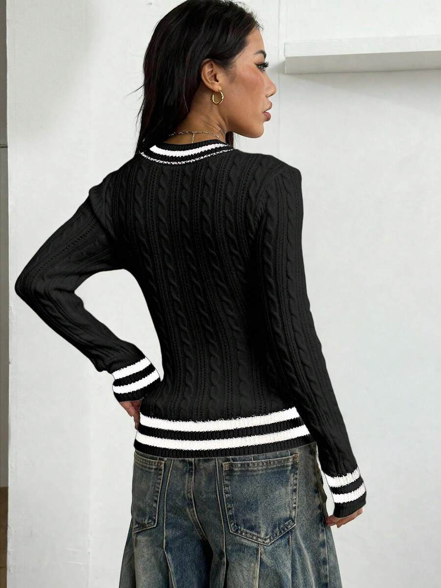 Vintage Ribbed Scoop Neck Sweater – Autumn / Winter – Y2K Knit Pullover