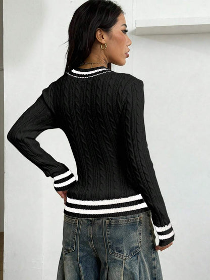 Vintage Ribbed Scoop Neck Sweater – Autumn / Winter – Y2K Knit Pullover