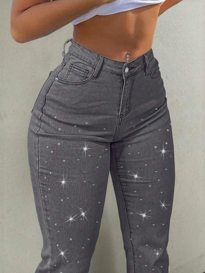 Women Y2K Flare Jeans – High Waist Stretch Denim – Embroidered Bow Slim Fit