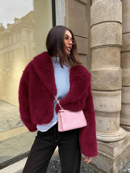 Women's Retro High-End Faux Fur Short Jacket, Loose Version Fashion Casual Coat Winter