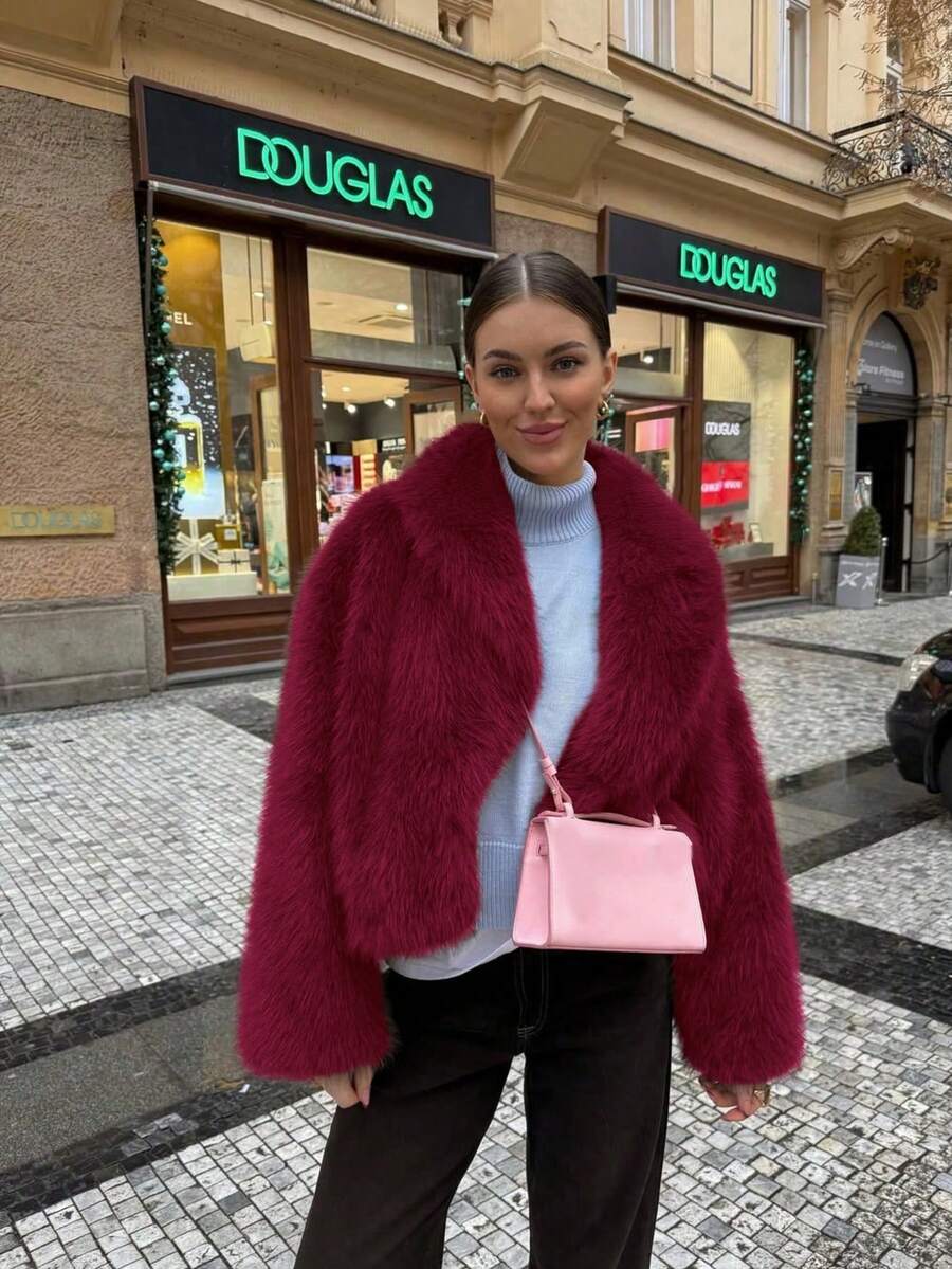 Women's Retro High-End Faux Fur Short Jacket, Loose Version Fashion Casual Coat Winter