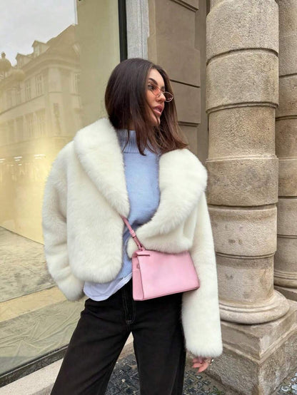 Women's Retro High-End Faux Fur Short Jacket, Loose Version Fashion Casual Coat Winter