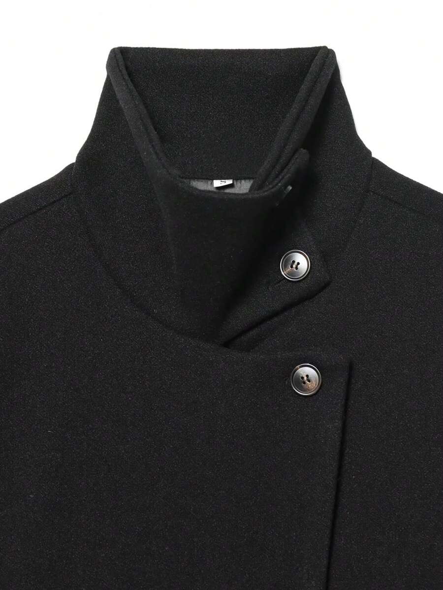 Women Short Jacket Khaki – Minimalist Button Coat – Casual Structured Fit