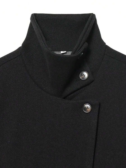 Women Short Jacket Khaki – Minimalist Button Coat – Casual Structured Fit