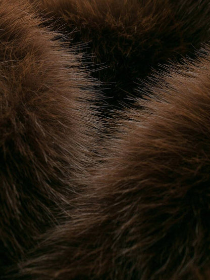Faux Fur Collar Jacket – Women's Winter Coat – Date Brown Casual Outerwear