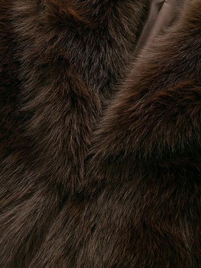 Faux Fur Collar Jacket – Women's Winter Coat – Date Brown Casual Outerwear