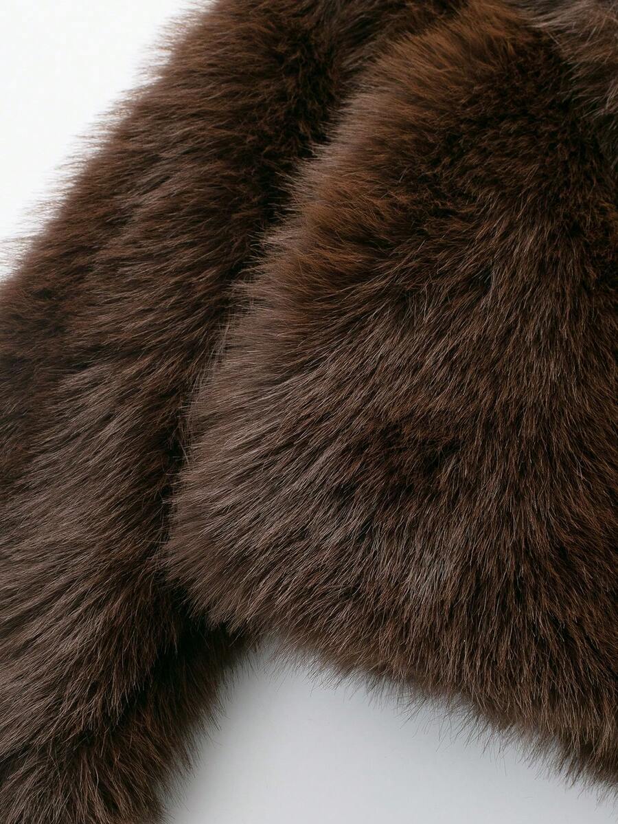 Faux Fur Collar Jacket – Women's Winter Coat – Date Brown Casual Outerwear