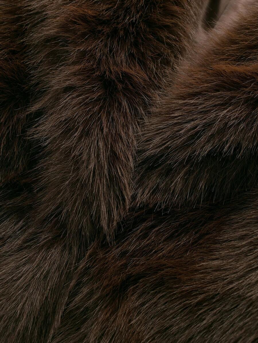 Faux Fur Collar Jacket – Women's Winter Coat – Date Brown Casual Outerwear