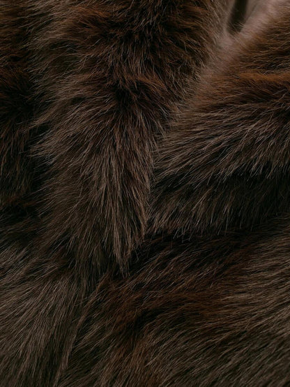 Faux Fur Collar Jacket – Women's Winter Coat – Date Brown Casual Outerwear
