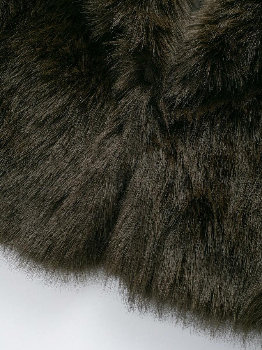 Faux Fur Collar Jacket – Women's Winter Coat – Date Brown Casual Outerwear